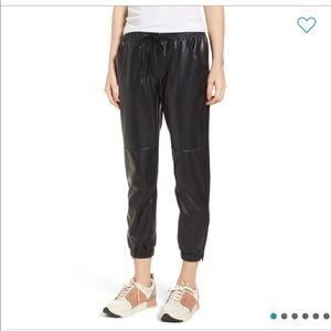David Lerner Ankle Zip vegan leather joggers